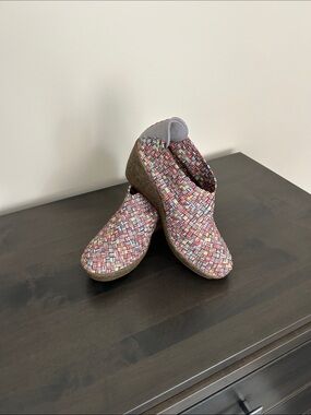 bernie mev. Multicolor Woven Wedge Slip-Ons